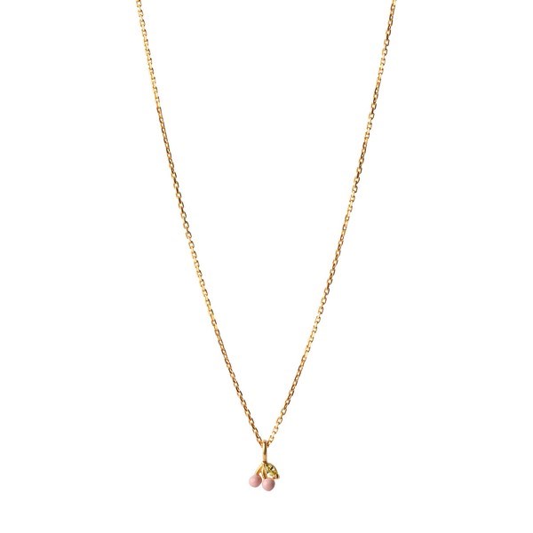 Billede af Enamel - Cherry Light Pink halskæde i forgyldt sølv